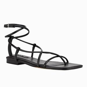 Nine West Mandie Strappy Platte Sandalen Zwart Nederland | FCK-467098